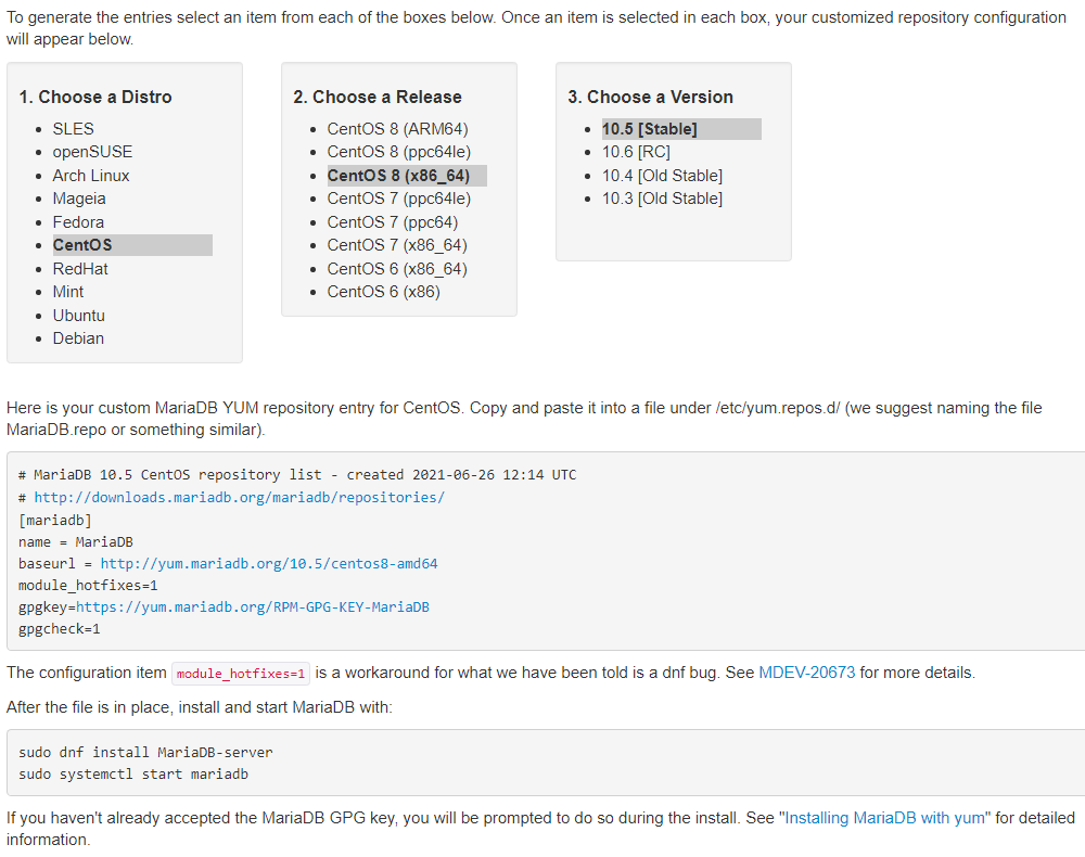 MariaDB CentOS 8